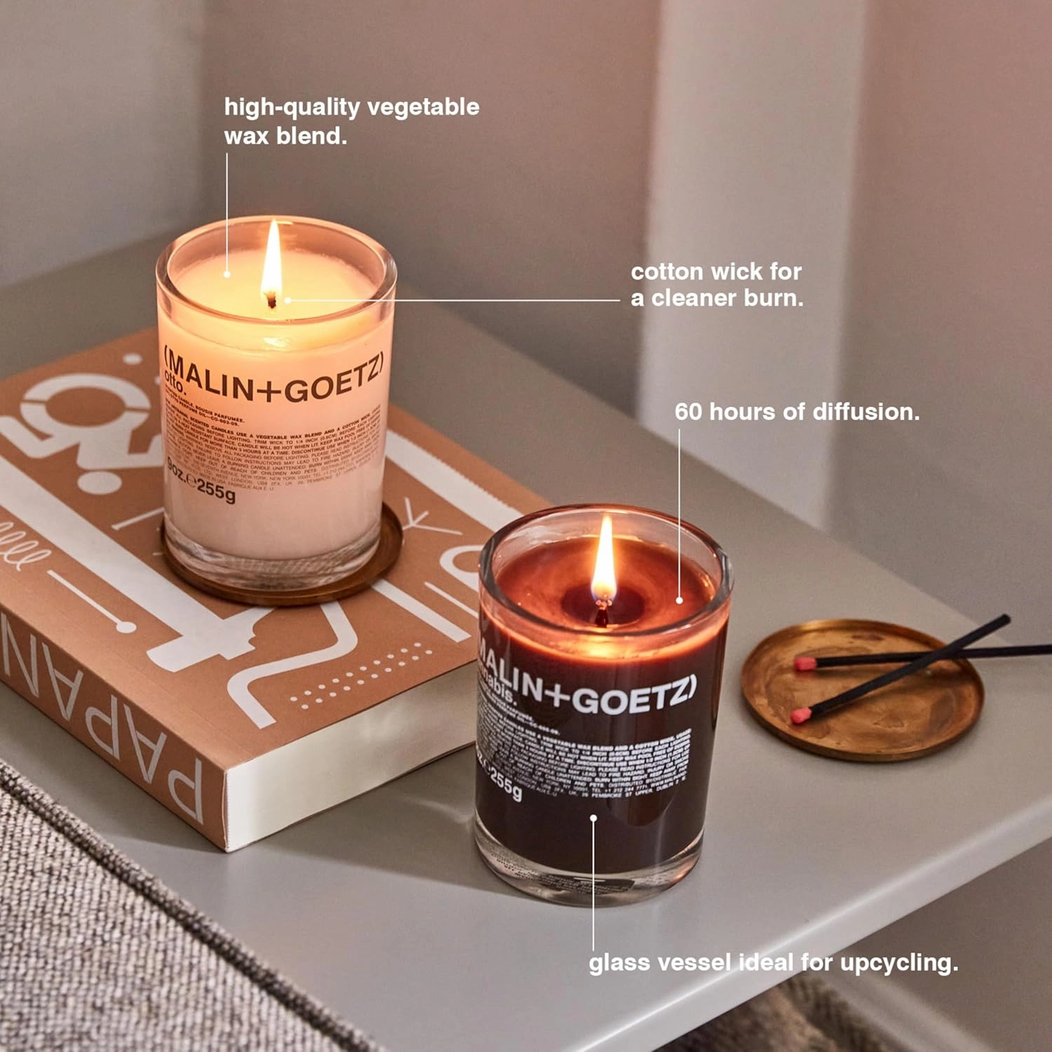 Malin Goetz Highly Scented, Long Lasting, Slow Burn, All Natural, Hand Poured, Luxury Wax Blend, Aromatic Candles and Gift Set, 60 Hours, 9oz