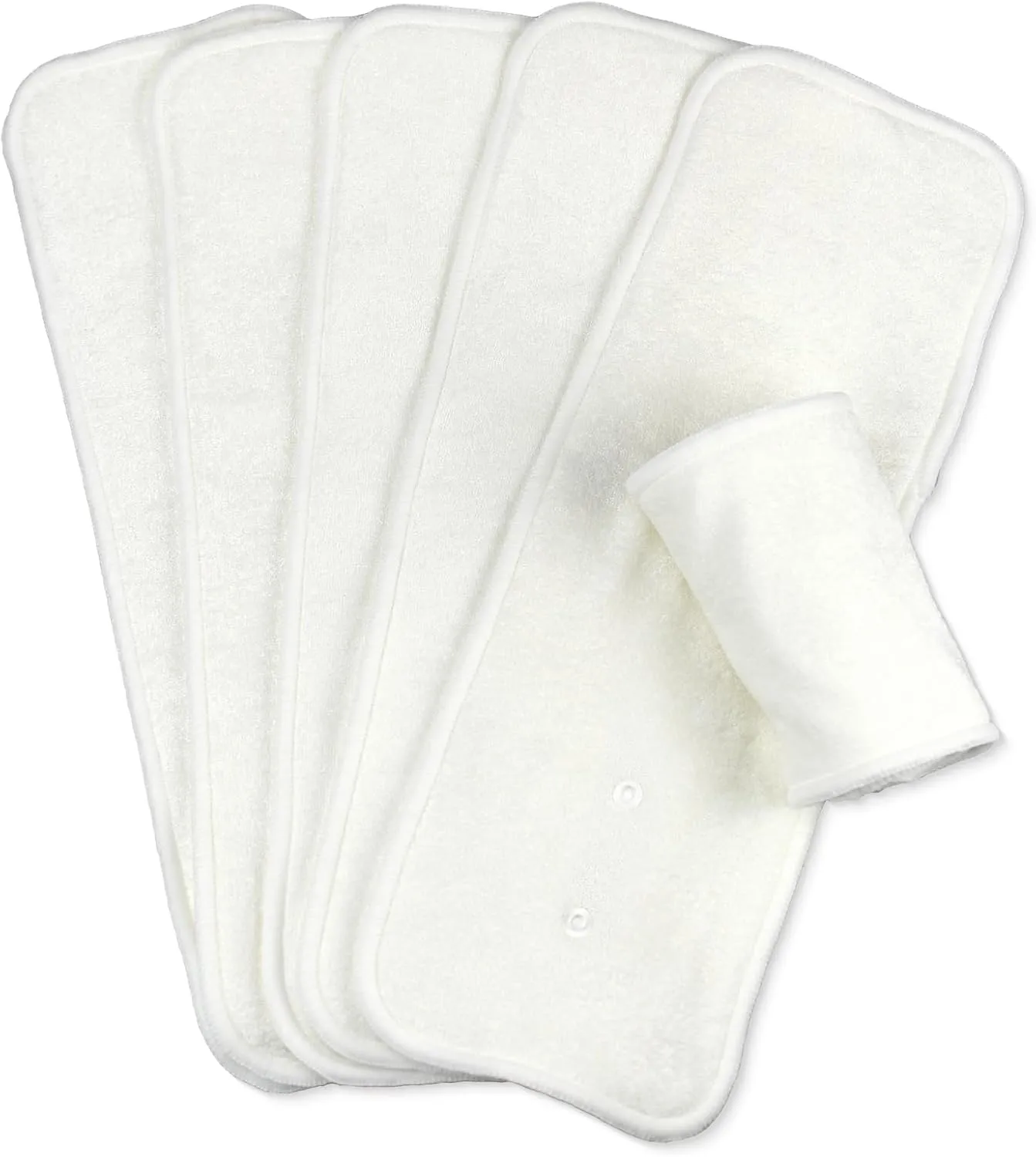 Mama Koala 5-Layer Natural Baby Cloth Diaper Inserts with Snaps, Adjustable and Reusable for Any Baby Cloth Diaper(6 Pack)