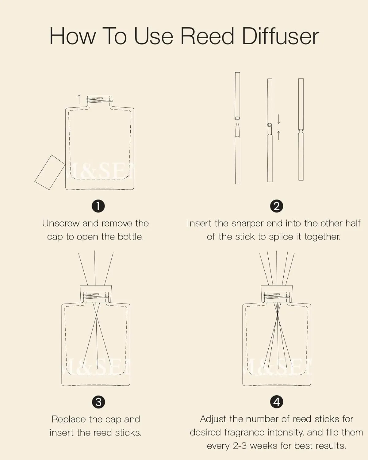 M&SENSE Citrus & Ylang Scented Reed Diffuser-16.9 fl oz Natural Essential Oil Diffuser with Sticks, Non-Toxic Home Fragrance Refreshing Air Gift for Spa Bedroom Decor