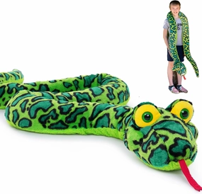 MaoGoLan 98 Inch Giant Snake Stuffed Animal Long Snake Plush, Green Boa Constrictor Plush Toy for Kids, Teens, Cuddly Body Pillow for Adults - Easter Gifts, Halloween Prank Props