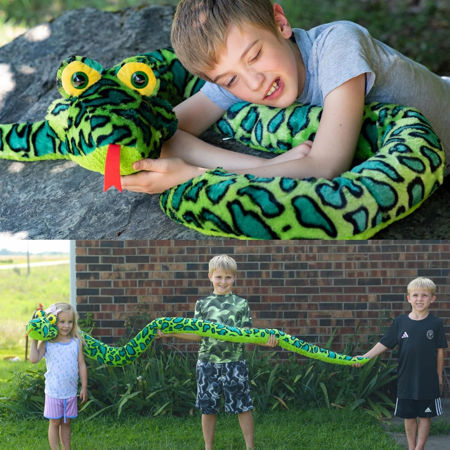 MaoGoLan 98 Inch Giant Snake Stuffed Animal Long Snake Plush, Green Boa Constrictor Plush Toy for Kids, Teens, Cuddly Body Pillow for Adults - Easter Gifts, Halloween Prank Props