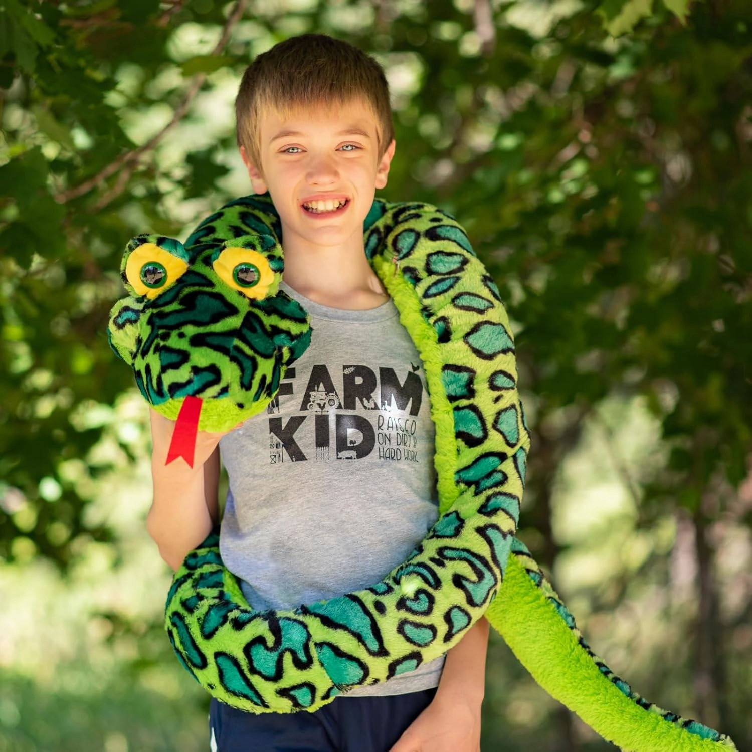 MaoGoLan 98 Inch Giant Snake Stuffed Animal Long Snake Plush, Green Boa Constrictor Plush Toy for Kids, Teens, Cuddly Body Pillow for Adults - Easter Gifts, Halloween Prank Props