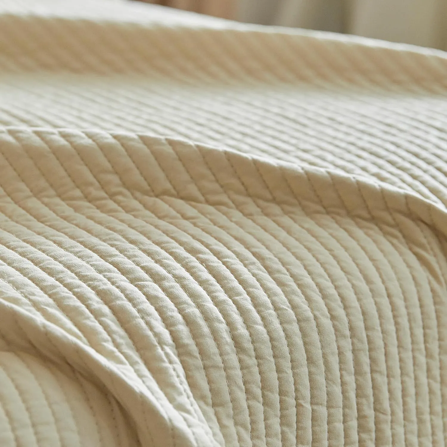MarCielo 3-Piece 100% Cotton Oversized Bedspread Lightweight Quilt Coverlet Embroidery Farmhouse Bedding Set (TG Yellowish Beige, King (118"x106"))