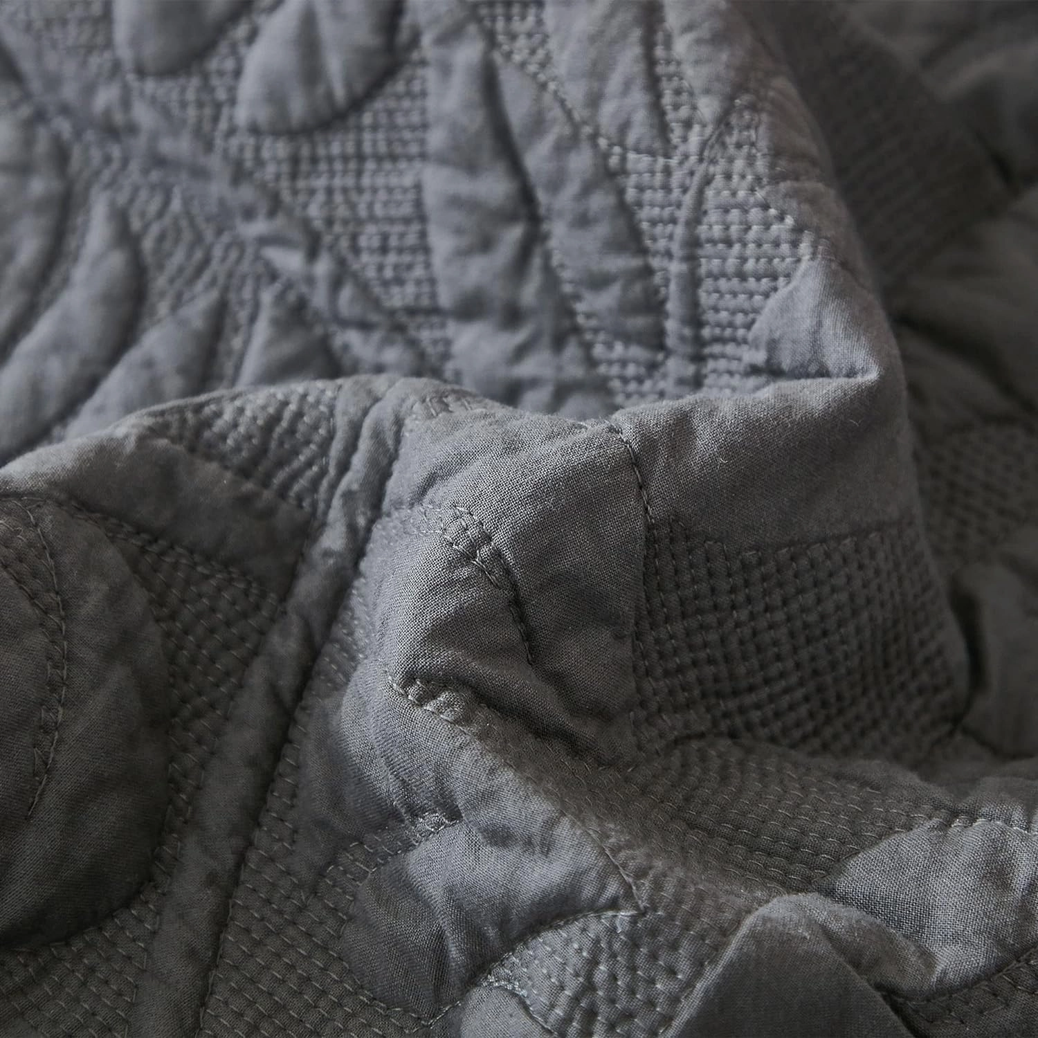 MarCielo 3-Piece 100% Cotton Oversized Bedspread Lightweight Quilt Coverlet Embroidery Farmhouse Bedding Set T0 (Dark Grey, Queen (100"x106"))