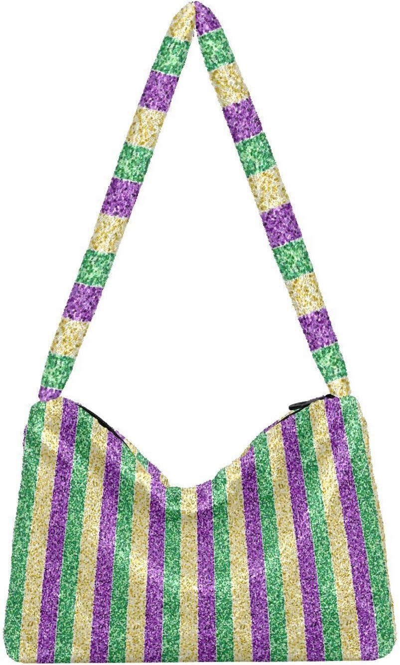 Mardi Gras With Stripes Of Gold Womans Shoulder Bag, Tote Book Bag for Women, Womens Outdoor Bag