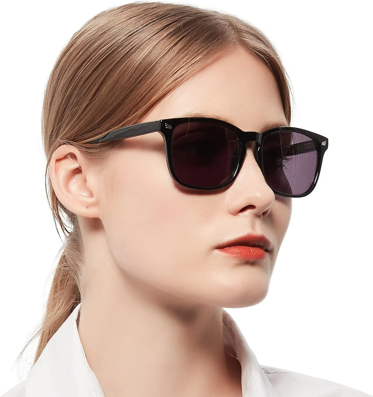 MARE AZZURO Trendy Large Square Polarized Sunglasses Women Classic Black Driving Sun Glasses UV Protection