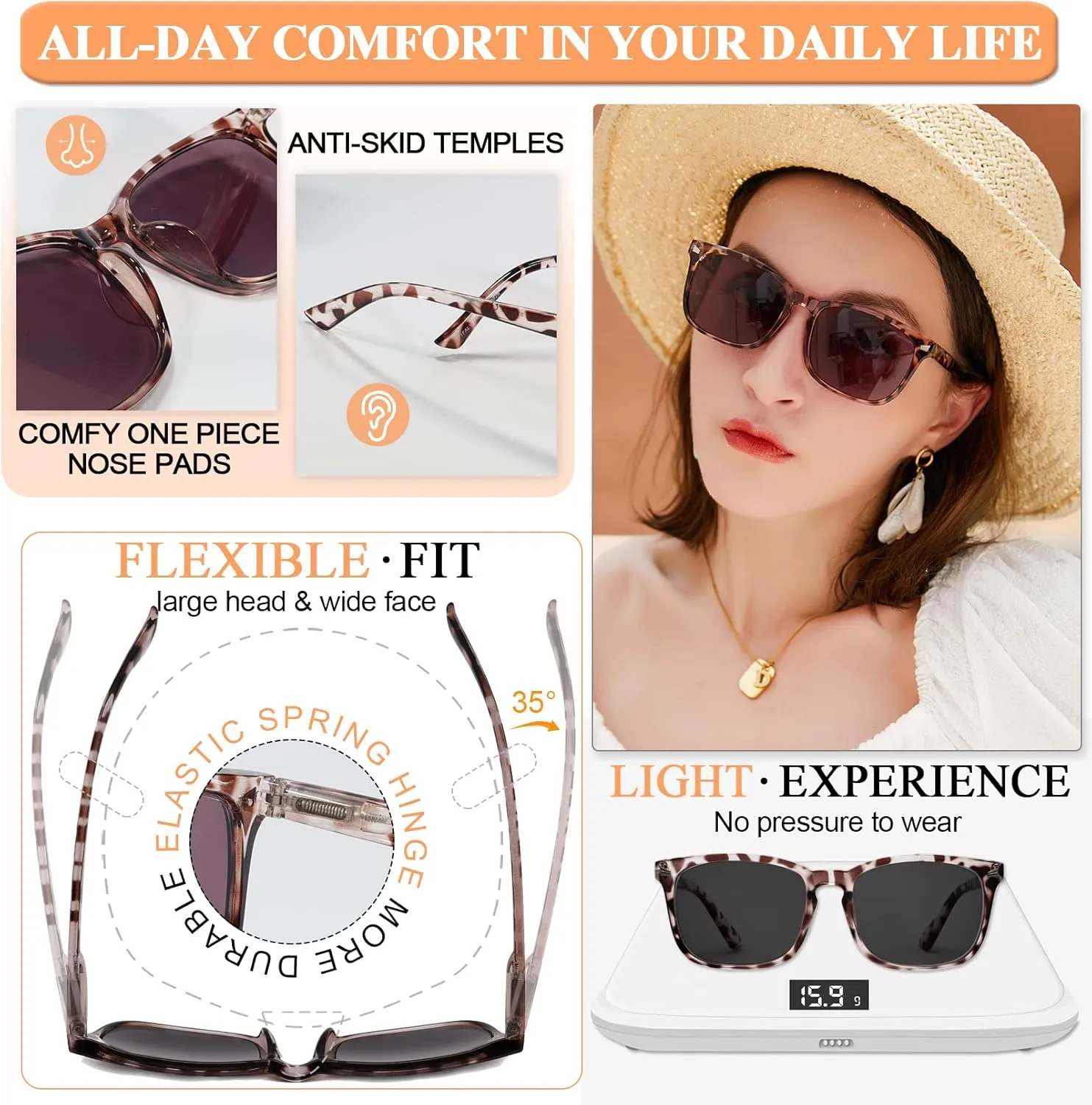 MARE AZZURO Trendy Large Square Polarized Sunglasses Women Fashion Leopard Driving Sun Glasses UV Protection
