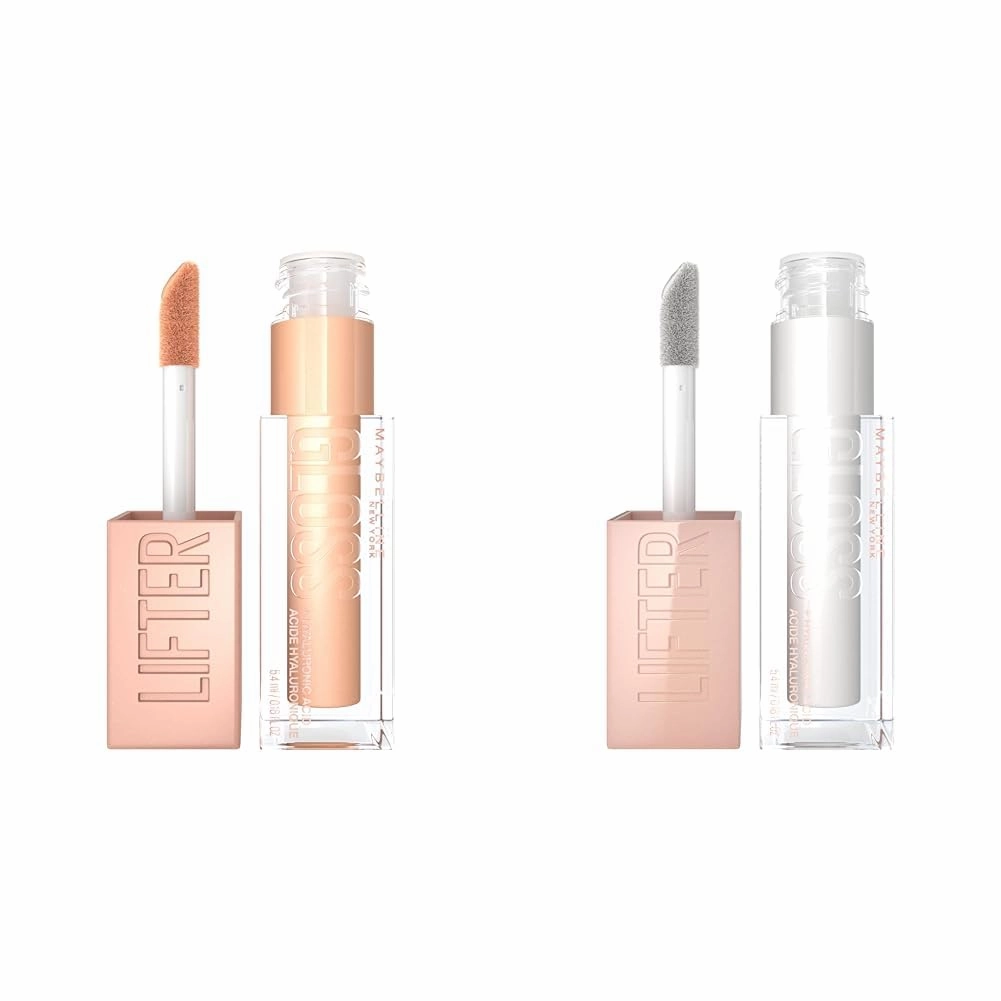 MAYBELLINE Lifter Gloss Lip Gloss Bundle with Hyaluronic Acid, 0.18 Ounce - Sun, Clear Neutral & Pearl, Silver Pearl Clear