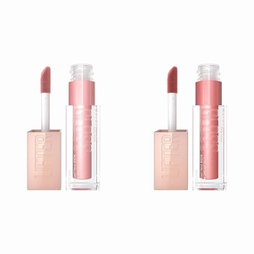MAYBELLINE Lifter Gloss with Hyaluronic Acid, Hydrating Lip Gloss, Opal & Moon Shades, 0.18 Ounce Each