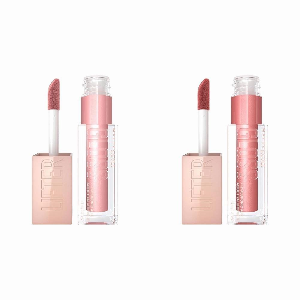 MAYBELLINE Lifter Gloss with Hyaluronic Acid, Hydrating Lip Gloss, Opal & Moon Shades, 0.18 Ounce Each