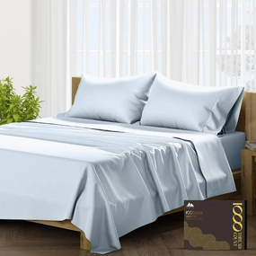 Mayfair Linen 100% Egyptian Cotton King Size Sheets - 1000 High Thread Count, 4 PC Luxury Hotel Set, 16" Deep Pocket Sateen Weave Soft Cooling Bed Sheet Sets - Light Blue