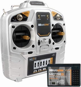 MC6C 2.4GHz 6 Channel Radio Transmitter with Antenna Receiver MC7RB Radio System for RC Airplane Drone Quadcopter RC Car Boat Helicopter, Battery Not Include (Right Hand Throttle)
