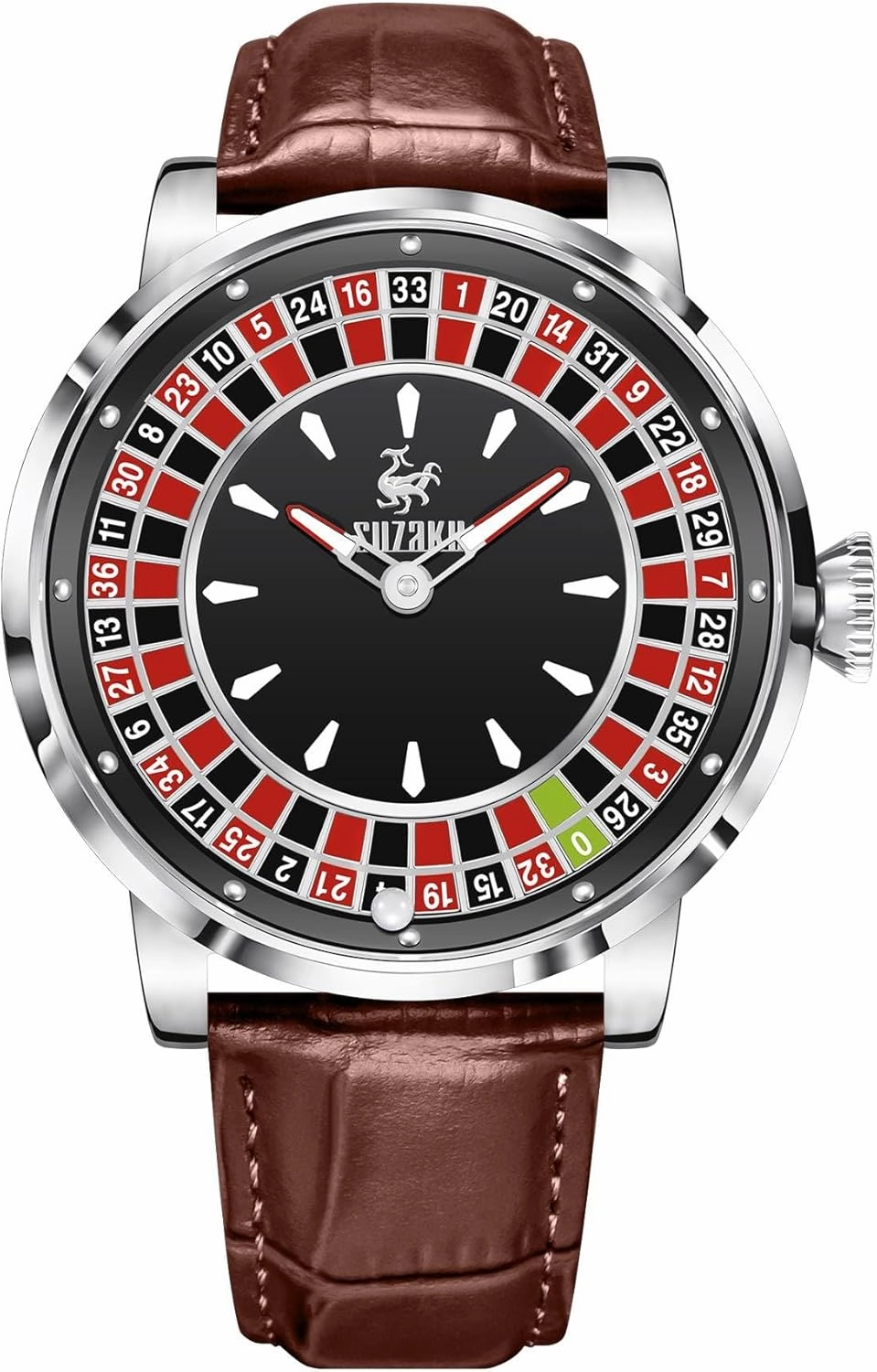 Men's Automatic Watch 46mm Roulette Mechanical Watch Men's Watch Automatic Movement NH35A Waterproof Luminous Leather Luxury Men's Automatic Rotating Roulette Watch