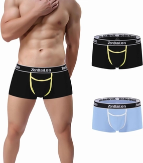 Men's Boxer Underwear with Bulge Pouch Short Leg Sexy Low Rise Briefs