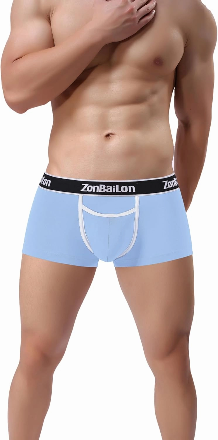 Men's Boxer Underwear with Bulge Pouch Short Leg Sexy Low Rise Briefs