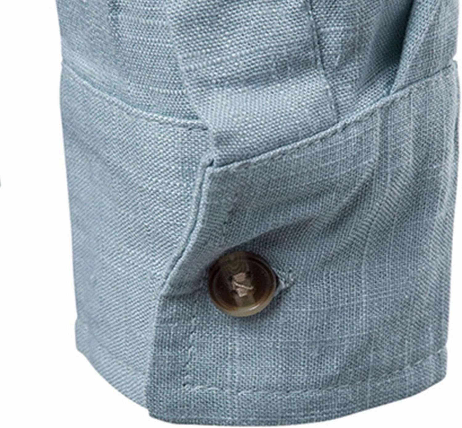 Men's Henley Linen Long Sleeve Shirts Casual Button-Down Shirts Roll-Up Slim Fit Tee Top