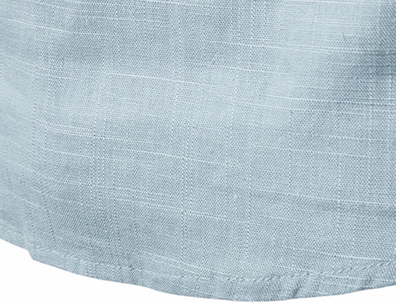 Men's Henley Linen Long Sleeve Shirts Casual Button-Down Shirts Roll-Up Slim Fit Tee Top
