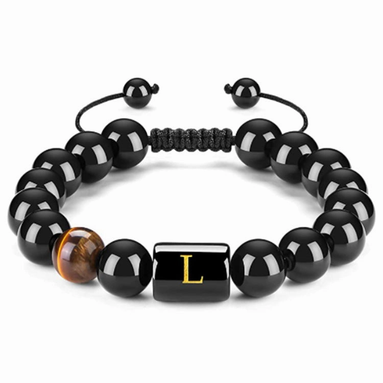 Men's Natural Black Agate Bracelet