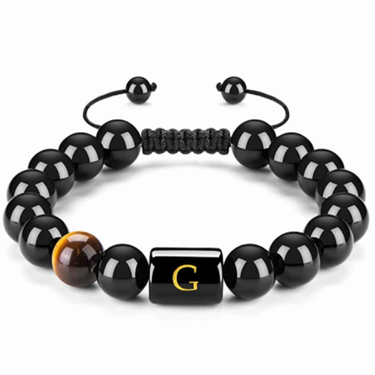 Men's Natural Black Agate Bracelet
