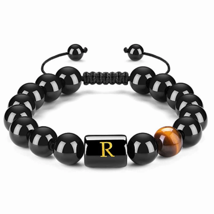 Men's Natural Black Agate Bracelet