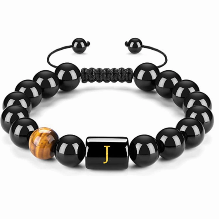 Men's Natural Black Agate Bracelet