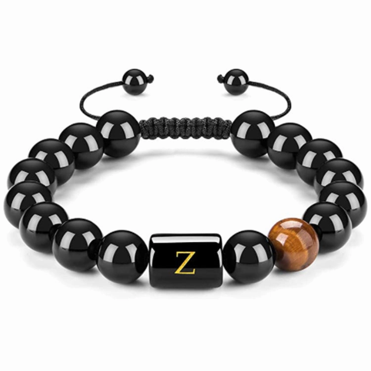 Men's Natural Black Agate Bracelet