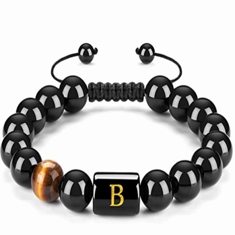 Men's Natural Black Agate Bracelet
