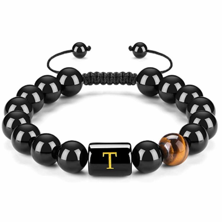 Men's Natural Black Agate Bracelet