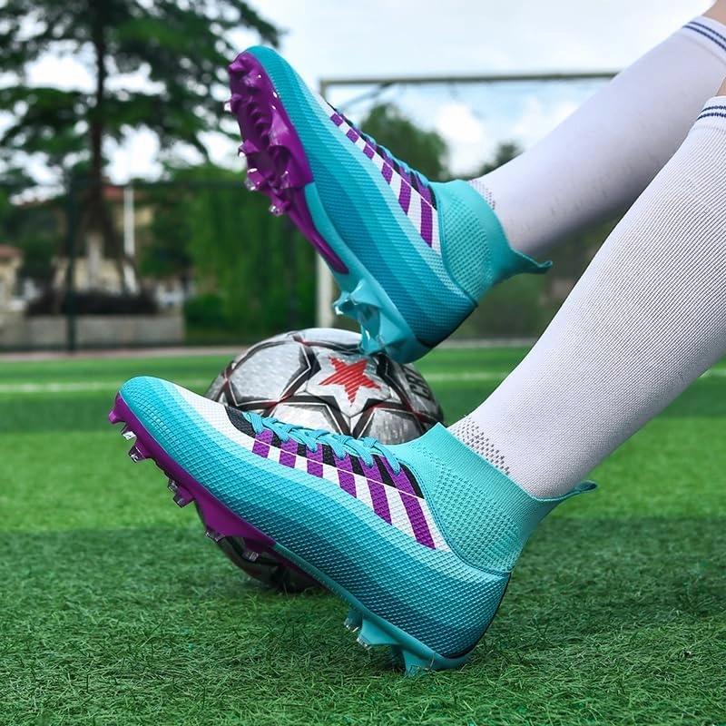 Men's Soccer Cleats Football Shoes High-Tops Non-Slip Spikes Indoor Outdoor Firm Ground Turf Sports Athletic Combat Boots Shoes Size 4.5-12
