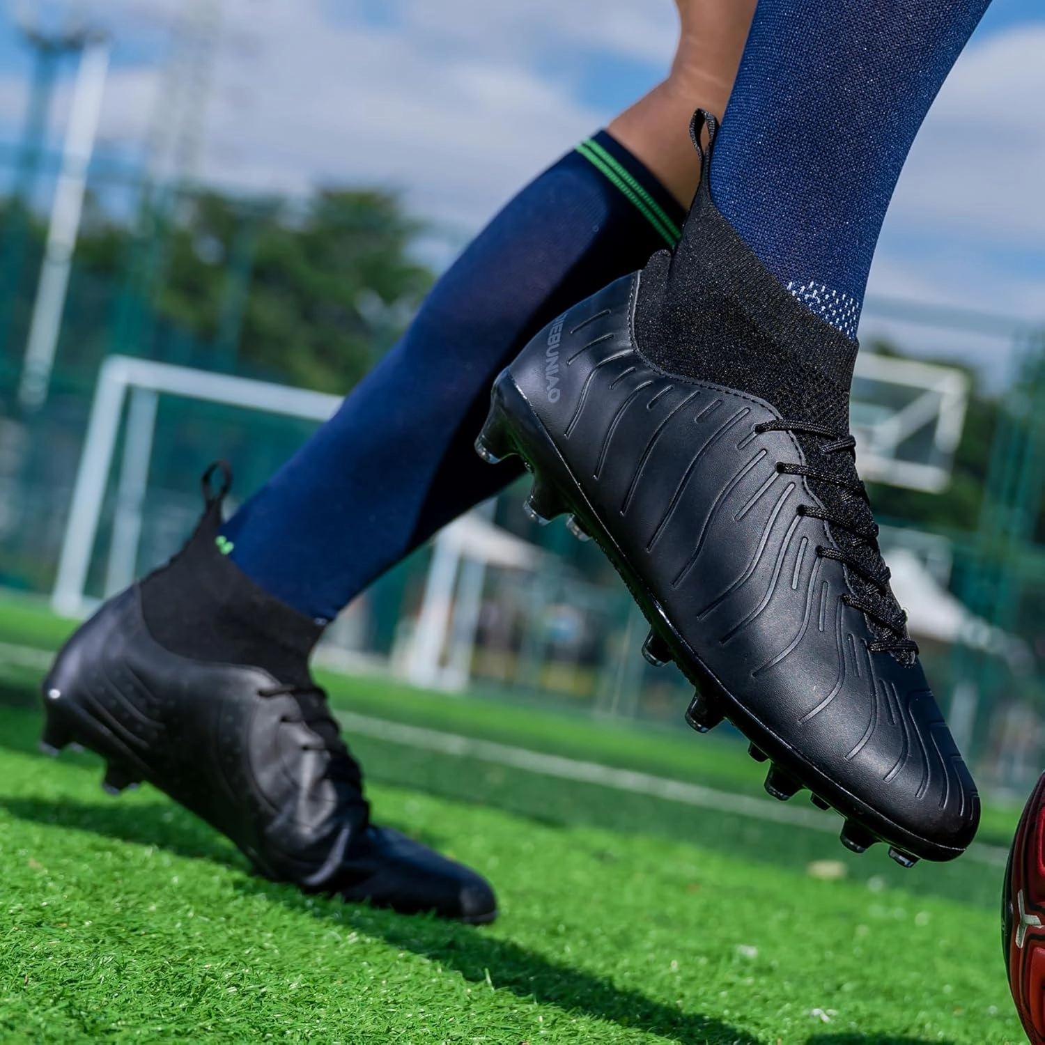 Men's Women's Soccer Shoes High-Tops Lace-Up Non-Slip Spikes Outdoor Sports Athletic Football Cleats
