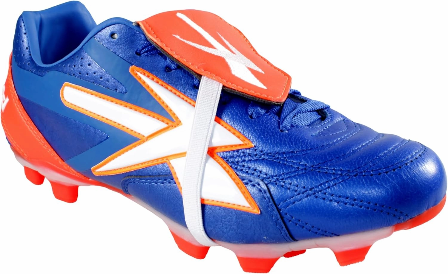 Men Soccer Cleats Concord S222CA Authentic Leather Firm Ground Made in Mexico Royal/Orange