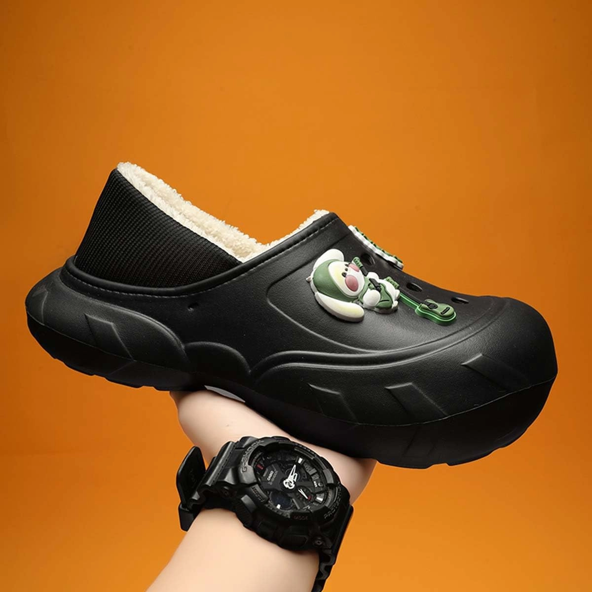 Men Women Winter Waterproof Garden Snow Shoes Plush Warm Home Slippers Fluffy Clogs Shoes Indoor Outdoor
