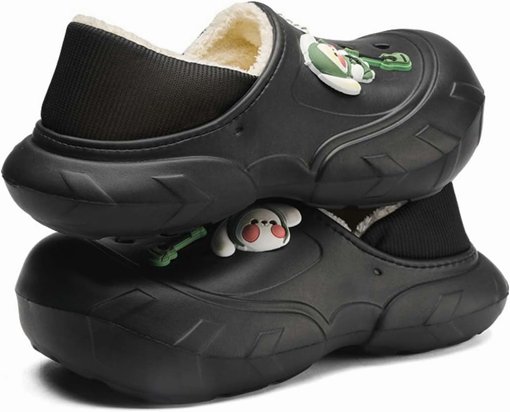 Men Women Winter Waterproof Garden Snow Shoes Plush Warm Home Slippers Fluffy Clogs Shoes Indoor Outdoor