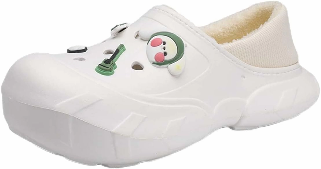 Men Women Winter Waterproof Garden Snow Shoes Plush Warm Home Slippers Fluffy Clogs Shoes Indoor Outdoor