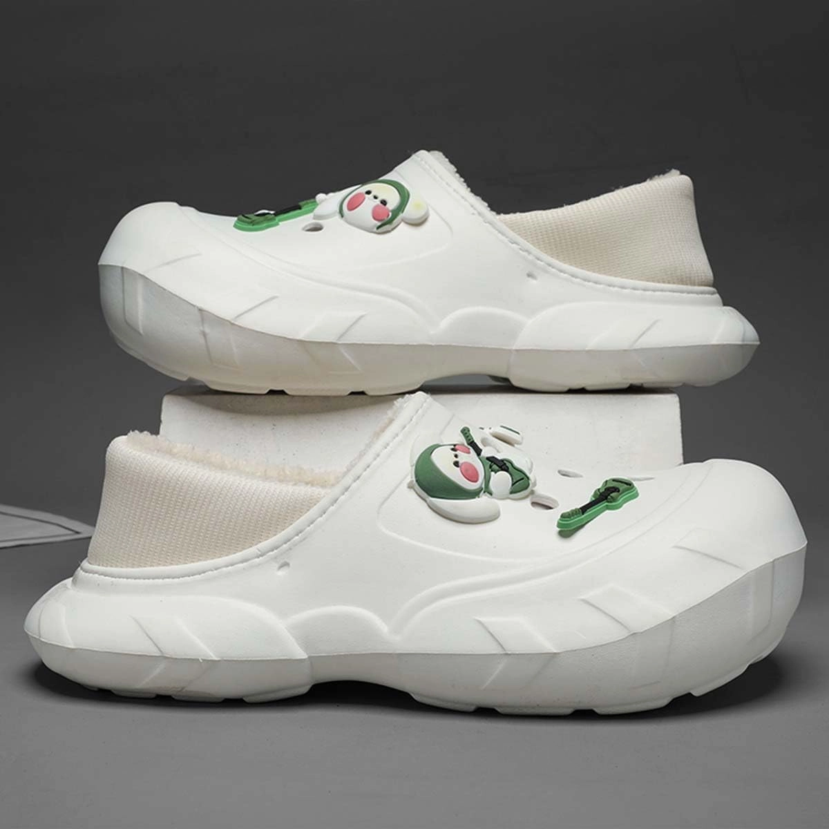 Men Women Winter Waterproof Garden Snow Shoes Plush Warm Home Slippers Fluffy Clogs Shoes Indoor Outdoor