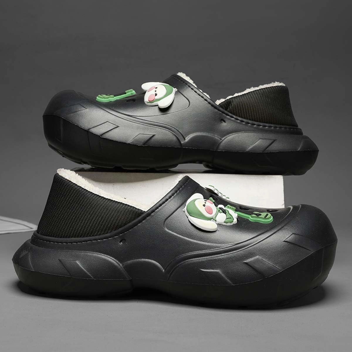 Men Women Winter Waterproof Garden Snow Shoes Plush Warm Home Slippers Fluffy Clogs Shoes Indoor Outdoor