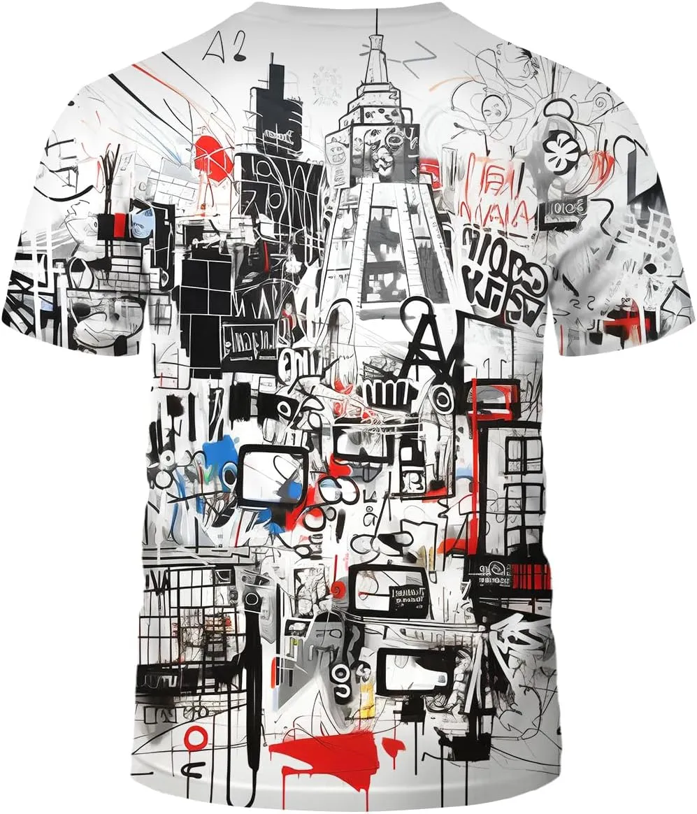 Men's Artist Street Letter Graffiti Markers T-Shirt Shirts 3D Printing Graffiti Graphic Shirt Tee Top