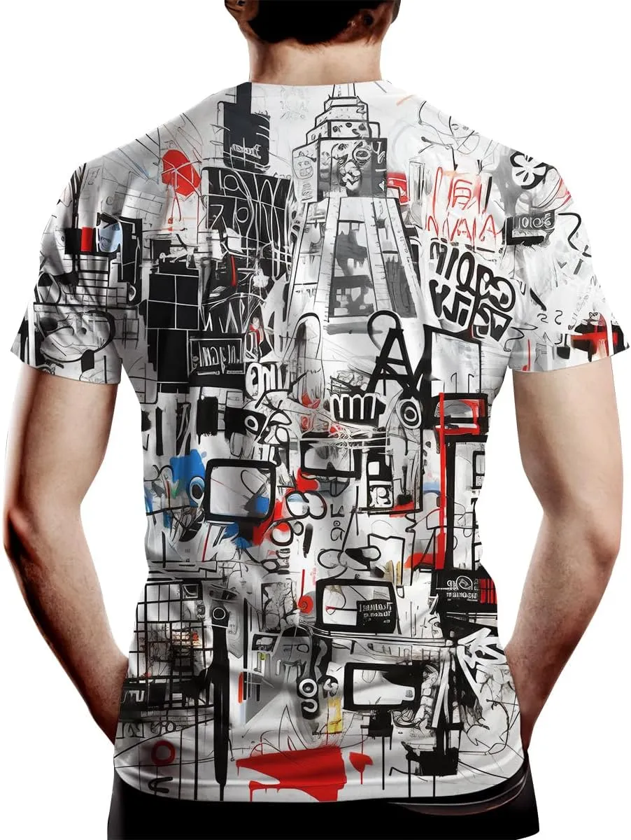 Men's Artist Street Letter Graffiti Markers T-Shirt Shirts 3D Printing Graffiti Graphic Shirt Tee Top