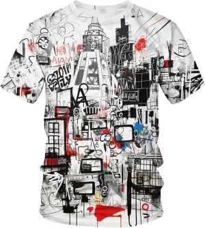 Men's Artist Street Letter Graffiti Markers T-Shirt Shirts 3D Printing Graffiti Graphic Shirt Tee Top