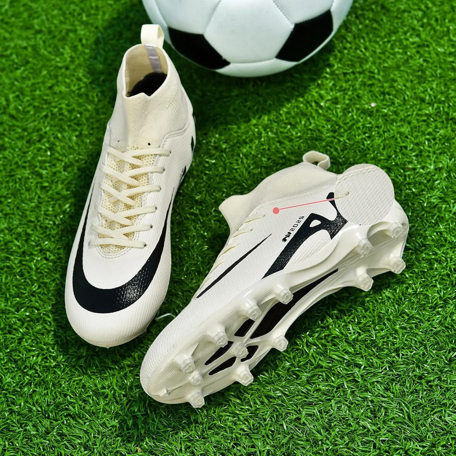 Mens High-Top Soccer Cleats Womens Turf Football Shoes Boys Girls Lightweight Youth Professional Indoor Outdoor AG Black Purple Pink