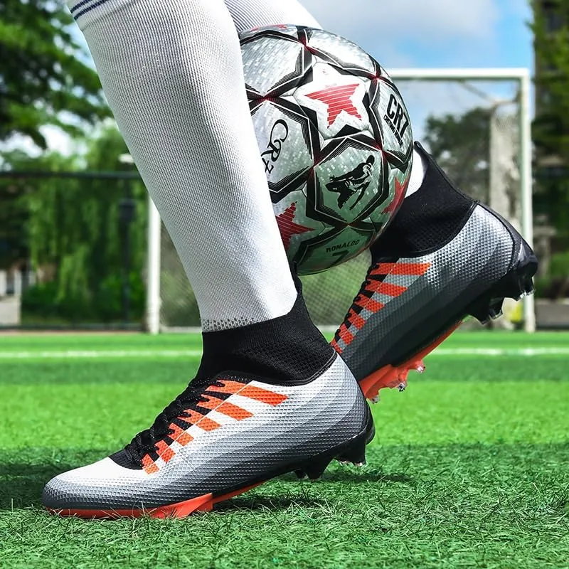 Men's Soccer Cleats Football Shoes High-Tops Non-Slip Spikes Indoor Outdoor Firm Ground Turf Sports Athletic Combat Boots Shoes Size 4.5-12