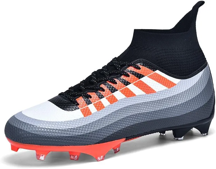 Men's Soccer Cleats Football Shoes High-Tops Non-Slip Spikes Indoor Outdoor Firm Ground Turf Sports Athletic Combat Boots Shoes Size 4.5-12