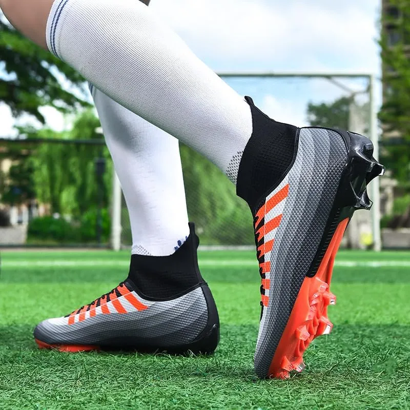 Men's Soccer Cleats Football Shoes High-Tops Non-Slip Spikes Indoor Outdoor Firm Ground Turf Sports Athletic Combat Boots Shoes Size 4.5-12