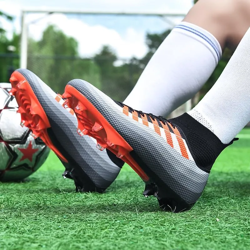 Men's Soccer Cleats Football Shoes High-Tops Non-Slip Spikes Indoor Outdoor Firm Ground Turf Sports Athletic Combat Boots Shoes Size 4.5-12