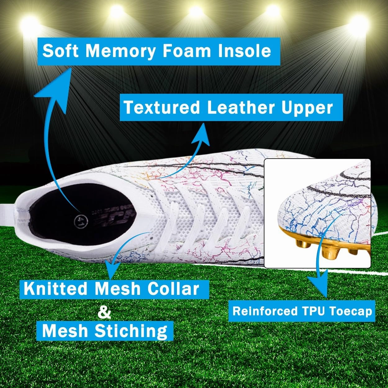 Mens Football Cleats Soccer Shoes: Turf Grip Design for Daily Training Game Day for Mens Womens