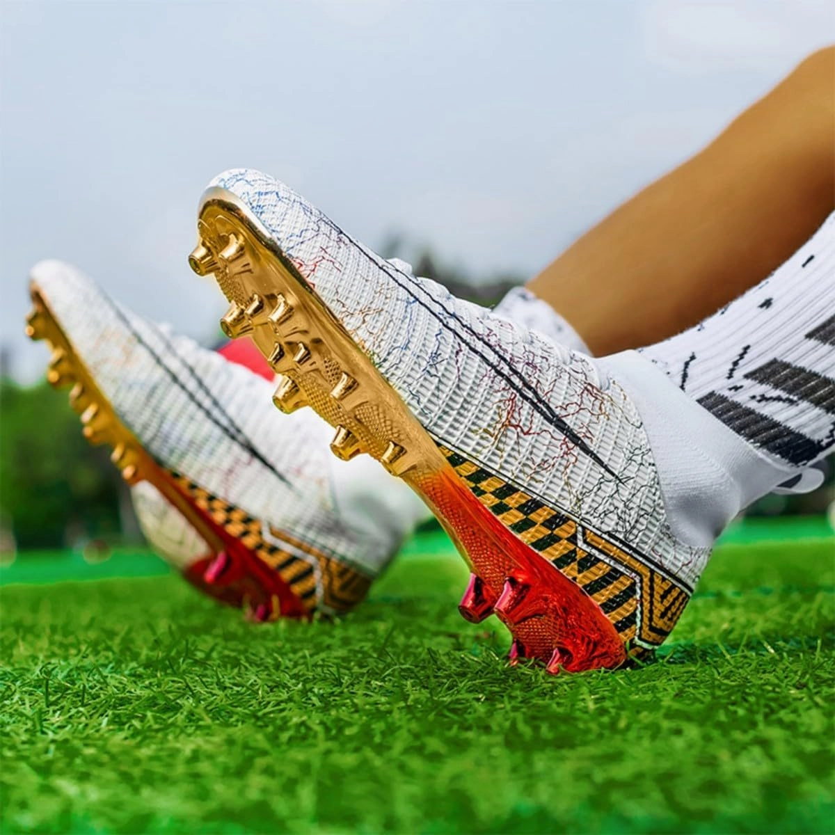 Mens Football Cleats Soccer Shoes: Turf Grip Design for Daily Training Game Day for Mens Womens