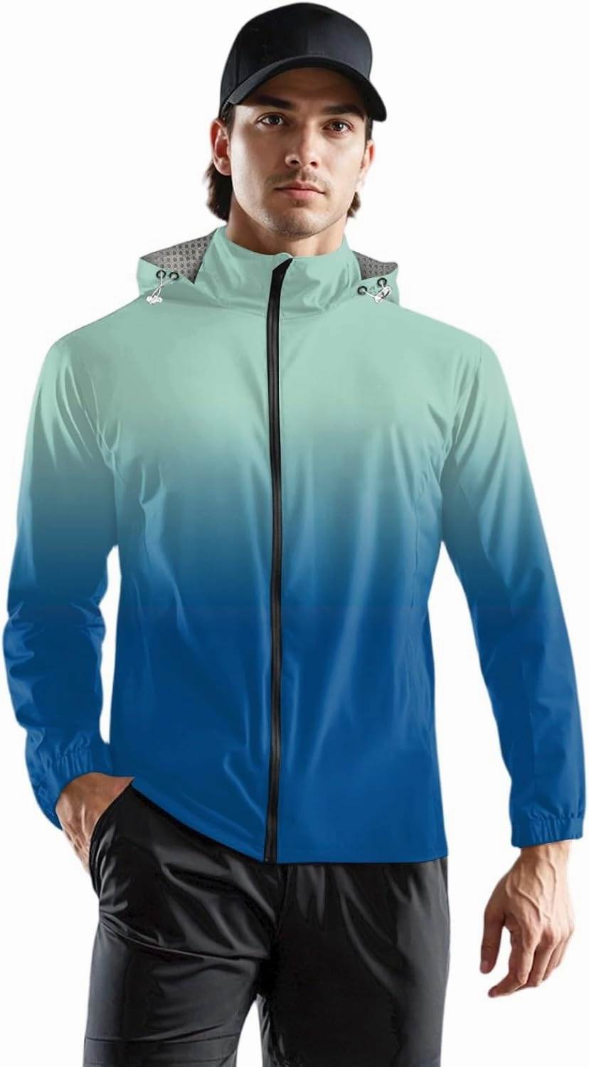 Mens Rain Jackets Waterproof with Hood Water Resistant Coat Breathable Rain Jacket Hiking Outerwear