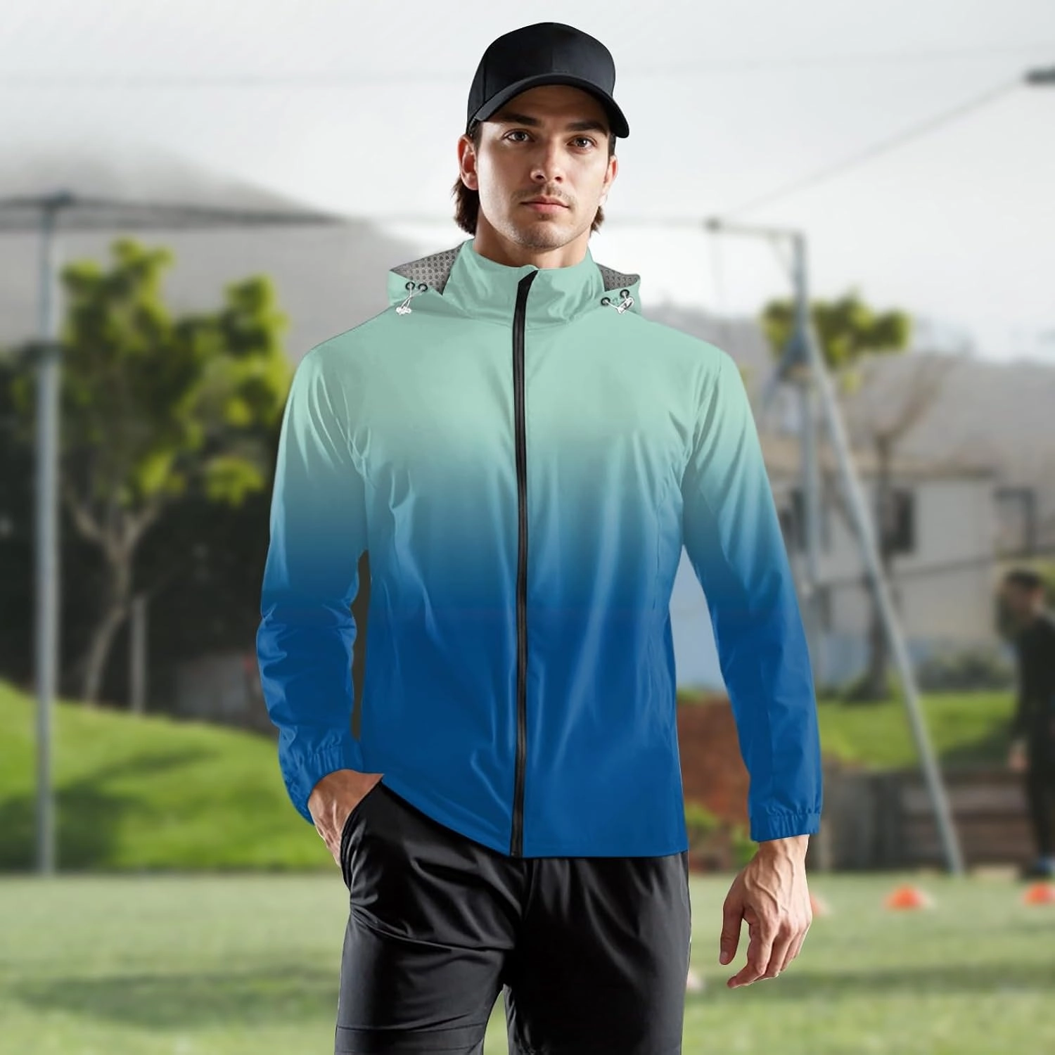 Mens Rain Jackets Waterproof with Hood Water Resistant Coat Breathable Rain Jacket Hiking Outerwear