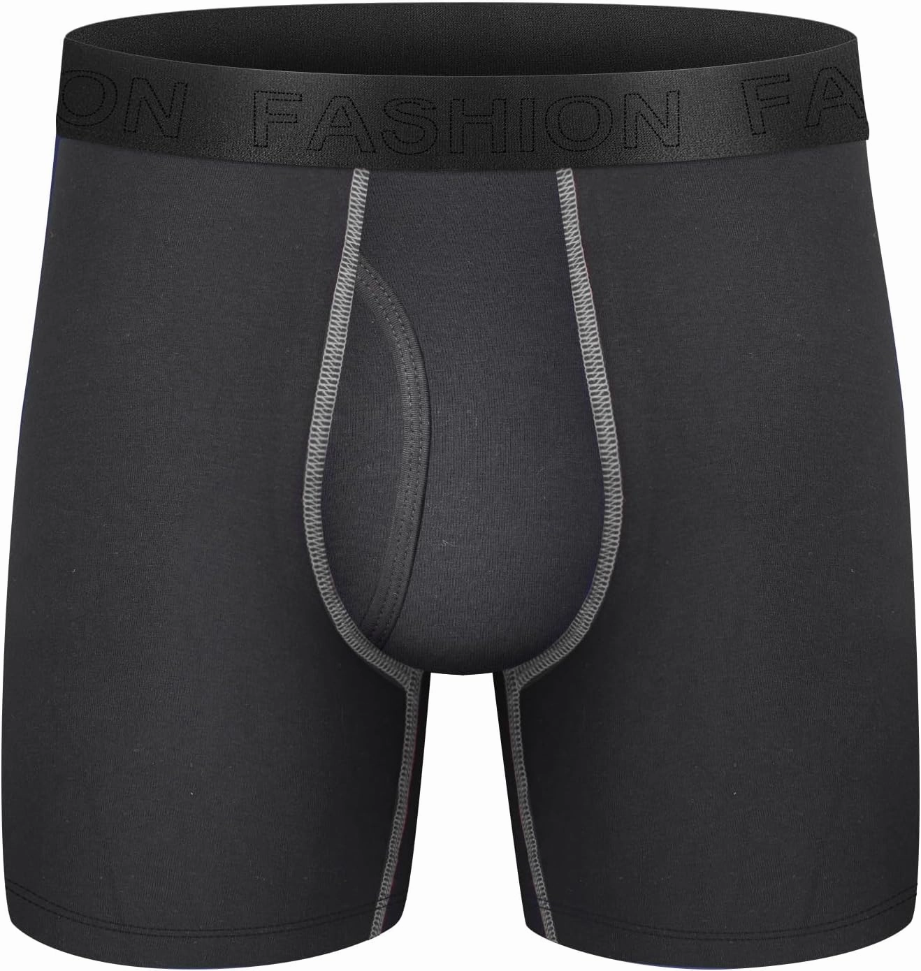Mens Underwear Cotton Boxer Briefs Comfy Breathable 6" Underwear Tagless Wide Waistband Boxer Briefs Multipack