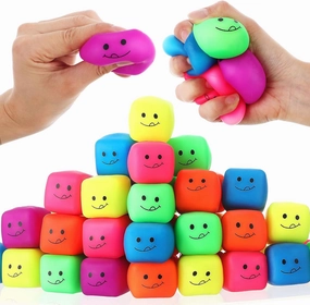 Meooeck 60 Pack Mini Slow Rising Stress Cube, Ice Cube Stress Balls Square Stress Sensory Fidget Toys for Kids Adults for Anxiety Relief Stretch Cube Classroom Prize Party Favors